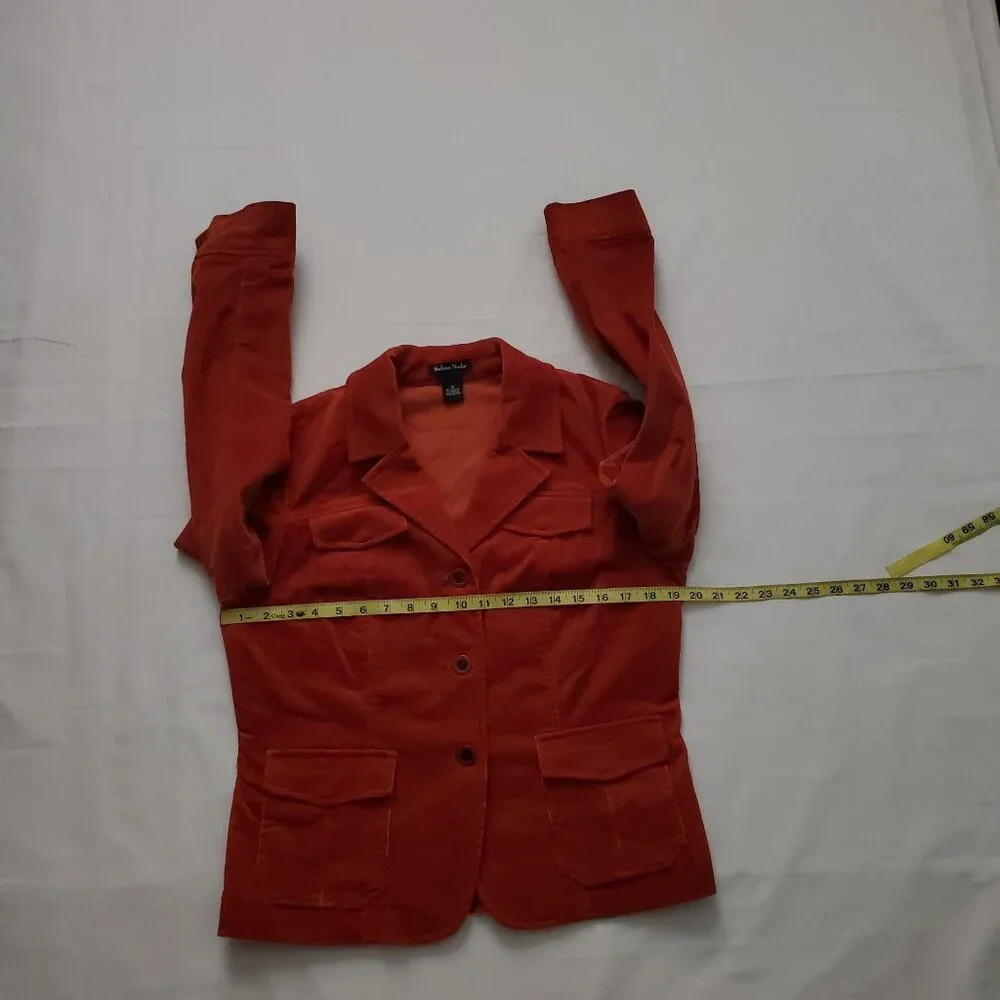 Madison Studio Women’s Rustic Red Corduroy Button Front Blazer Jacket Size 10 - Picture 10 of 12